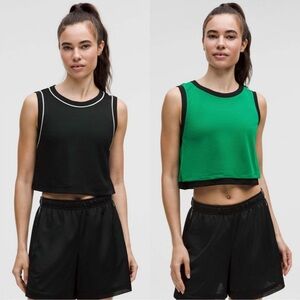 NWT Lululemon Double-Layered Mesh Reversible Tank Top Black / Raceway Green sz M